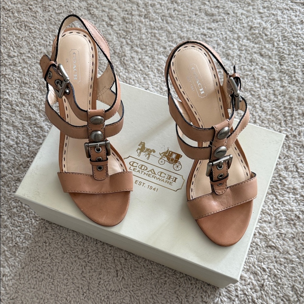 Coach Brown Strappy Sandals